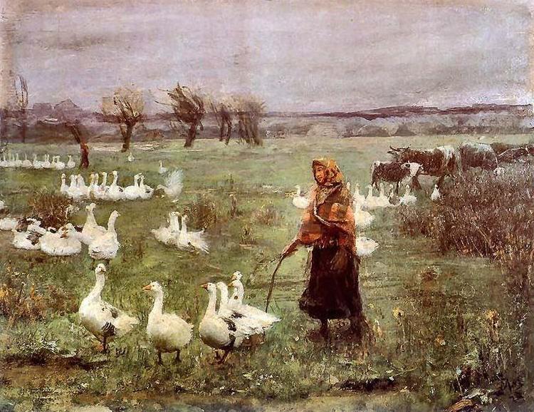 Teodor Axentowicz The Goose Girl. Spain oil painting art